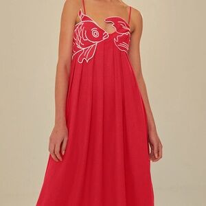 Commense NWT Koi Fish Embroidered Semi Sheer Dress Sz S